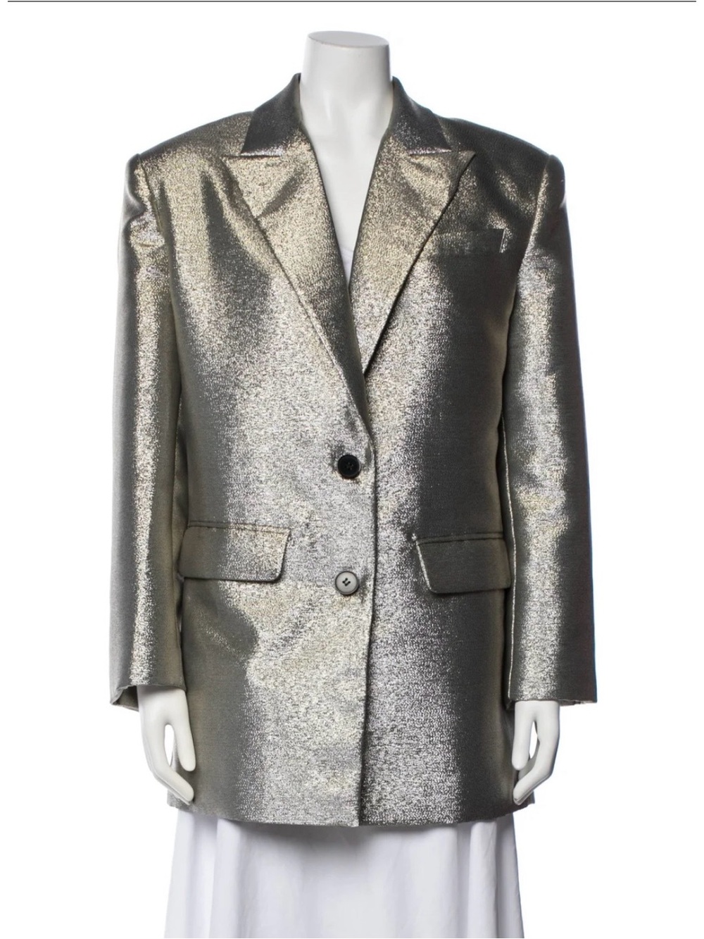 Oversized Ronny Kobo Collection Metallic Silver Blazer Jacket, SOLD out online